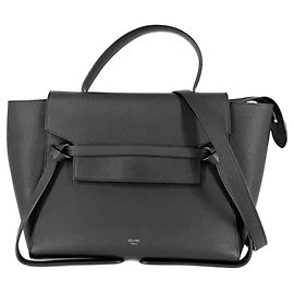Céline Celine Women's Black Leather Belt Bag Black