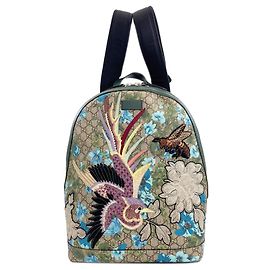Gucci GG Blooms Bird Embroidery Backpack Brown