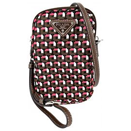 Bolsa de ombro Prada em nylon cáqui e rosa Rosa Caqui