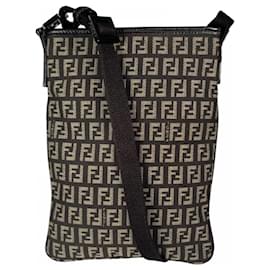 Fendi Brown Canvas and Leather Shoulder Bag Brown