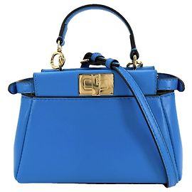 Borsa a mano Mini Micro Peekaboo da donna Fendi Blu