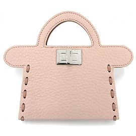 Fendi Pink Leather Business Card Case Pink