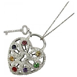 Colar Tiffany & Co. em ouro branco 18K com motivo de cadeado em filigrana Outro