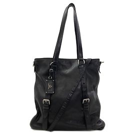 Saco Tote 2-Way Prada em pele de vitelo Preto