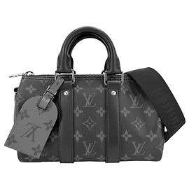 Louis Vuitton Men's Monogram Eclipse Keepall Bandoulière 25 Black