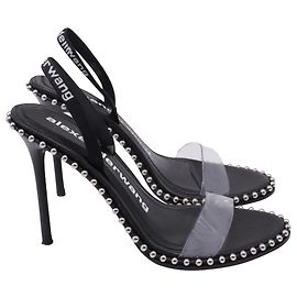 Alexander Wang Nova Studded Slingback Sandal Heels in Black Leather Black