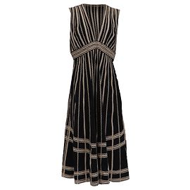 Abito midi Palermo con scollo a V Ulla Johnson in cotone nero e beige Nero