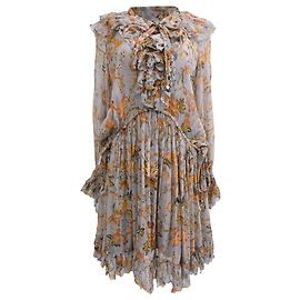Mini vestido com folhos e estampado floral Zimmermann em seda multicolorida Multicor