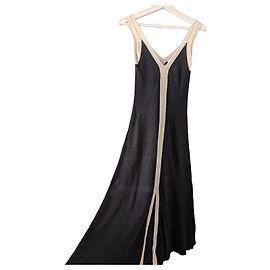 Sandro Piana Two Tone Rippstrick Maxikleid - Schwarz/Beige Schwarz Beige