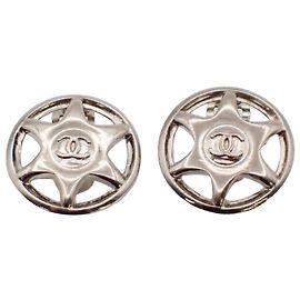 Chanel Vintage CC Round Clip-On Metal Small Argento