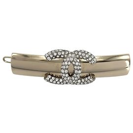 Barrette Chanel strass dorée Doré