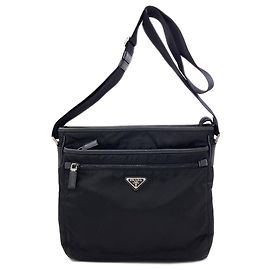 Bolsa de ombro Prada com logótipo triangular em nylon preto Preto