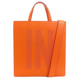 Valextra Invisible 2-Way Leather Handbag for Women Orange