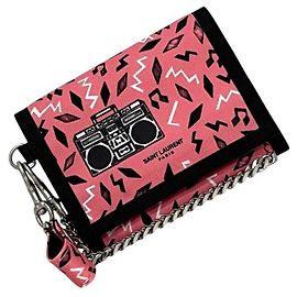 Yves Saint Laurent Tri-fold Wallet Black Pink