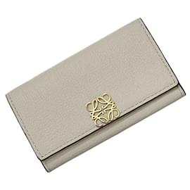 Loewe Gray Leather Keycase Brown