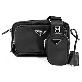 Mini borsa a tracolla Prada da donna Nero