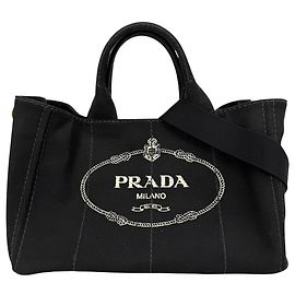 Sac cabas Prada en toile noire Noir