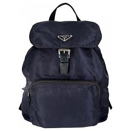 Prada Women's Backpack B4650 White Navy blue