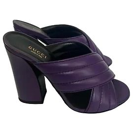 Gucci quilted purple leather heel sandals Purple