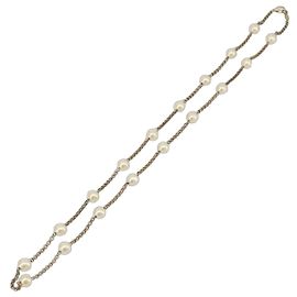 Chanel Pearl Station Metal e Pérolas Artificiais Dourado