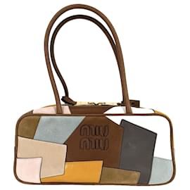 Miu Miu Women's Patchwork Bow Tote Bag Brown White Multiple colors