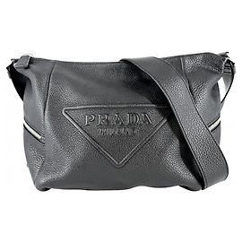 Borsa a tracolla in pelle Prada Nero Bianco