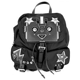 Prada Tessuto Robot Backpack Black White