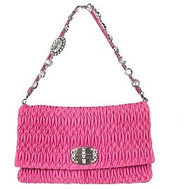 Miu Miu Crystal Clutch Matelasse Leather Medium Pink