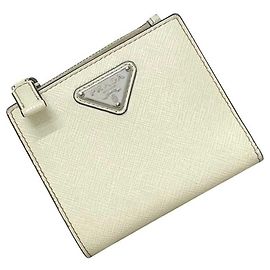 Prada Bi-fold Wallet in White Saffiano Leather White