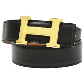 Hermès Cinto Reversível Hermes Constance em Couro Medium Preto