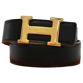 Hermès Cinto Reversível Hermes Constance em Couro Medium Preto