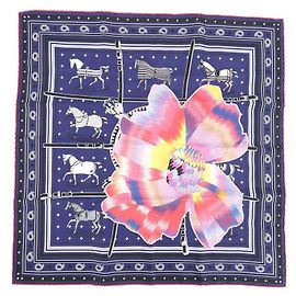 Hermès Hermes MABLE SILK Bandana Fleurie 043710S Blu