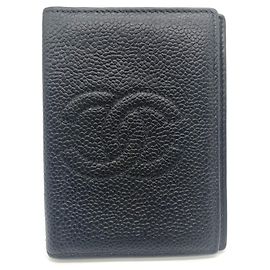 Chanel Black Grained Calfskin Card Case Black