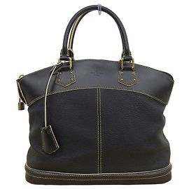 Louis Vuitton Suhali Lockit MM Handbag Black