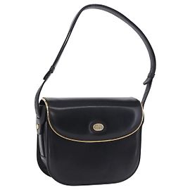 Borsa a tracolla GUCCI in pelle nera e oro Auth ka5927A Nero D'oro