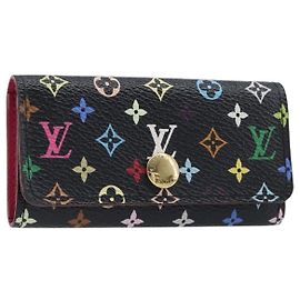 LOUIS VUITTON Monogram Multicolor Multicles 4 Key Case Black M93732 Auth 199235A Black