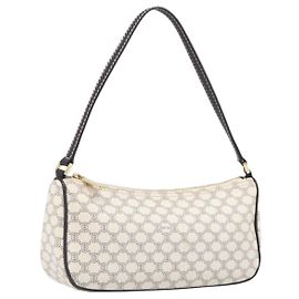 Céline CELINE Macadam Canvas Accessory Pouch PVC Leather White Gold Auth 199119A White Golden