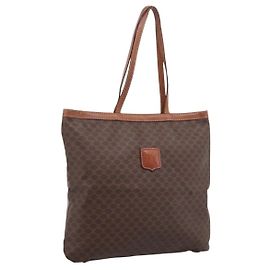 Céline Sac Cabas CELINE Macadam Canvas PVC Cuir Marron Or Auth 197781 Marron Doré