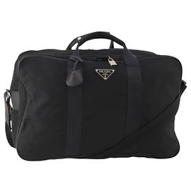 Borsa Boston PRADA Nylon 2way Nero Argento Auth 194402 Nero Argento