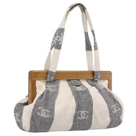CHANEL Tote Bag Canvas Grau Gold CC Auth 196989V Braun Golden
