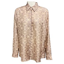 Blusa de seda estampada rosa blush / malva con botones frontales Dries Van Noten Rosa