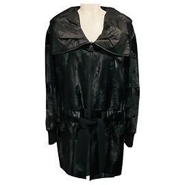 Akris Black Reversible Broadtail Lamb Fur Zip Front Coat Black