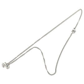 Silver Chanel CC Brass Strass Mini Heart Pendant Necklace Silvery
