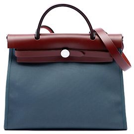 Bolsa Hermès Toile Herbag Zip 31 Azul Azul