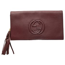 Clutch Gucci Soho Disco de piel de becerro roja Roja