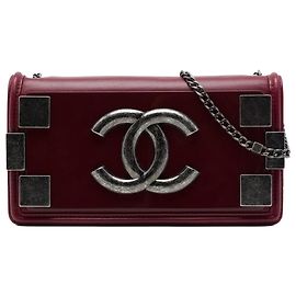 Bolsa Tiracolo Chanel Boy Brick Horizontal Flap em pele de cordeiro e acrílico vermelha Vermelho