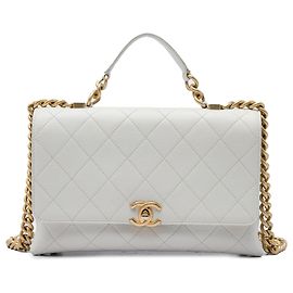 Bolso Chanel Medium Stitched Caviar Chic Affinity Top Handle Bag Satchel Blanco Blanco