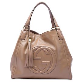 Borsa Tote Gucci Soho Cellarius Medium in vernice marrone Marrone