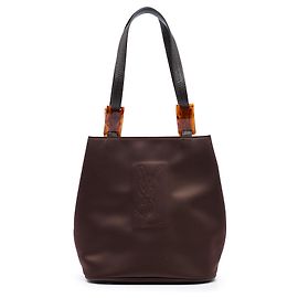 Brown Saint Laurent Nylon Tortoiseshell Tote Brown