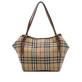 Sac cabas Burberry Small Haymarket Check en nylon beige Beige